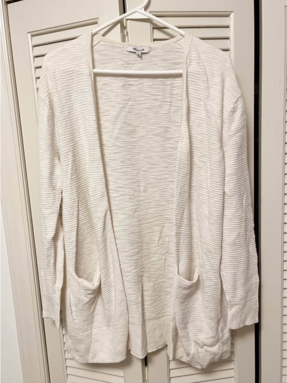 Madewell Cream Open-Front Long Ribbed Cardigan